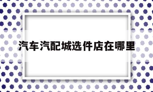 汽车汽配城选件店在哪里(汽车汽配城选件店在哪里啊)