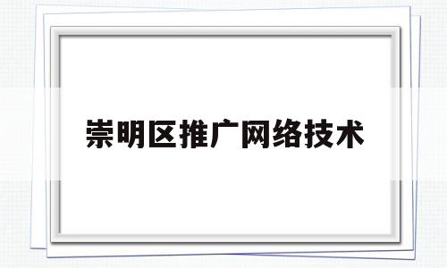 崇明区推广网络技术的简单介绍