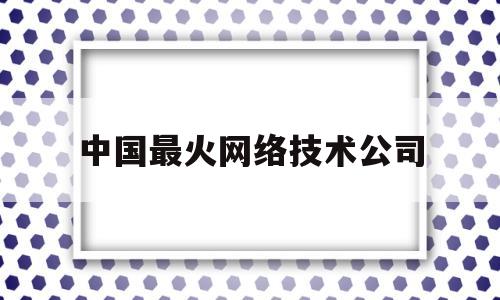 中国最火网络技术公司(中国最火网络技术公司有哪些)