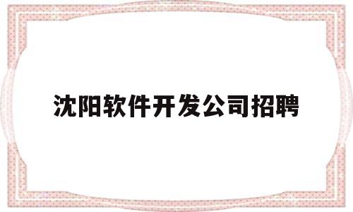沈阳软件开发公司招聘(沈阳软件开发公司有哪些)