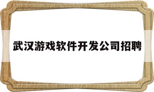武汉游戏软件开发公司招聘(武汉游戏软件开发公司招聘电话)