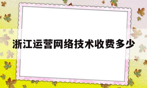 浙江运营网络技术收费多少(浙江运营网络技术收费多少钱)