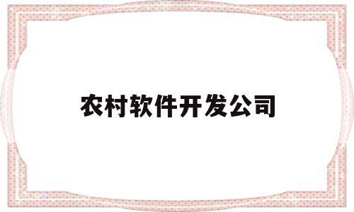 农村软件开发公司(农村软件开发公司怎么样)