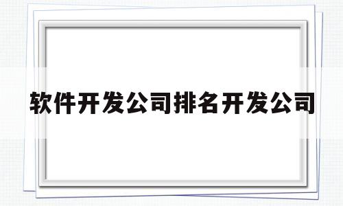 软件开发公司排名开发公司的简单介绍