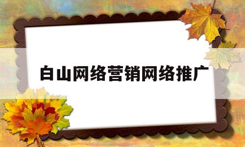 白山网络营销网络推广(白山网络营销网络推广中心)