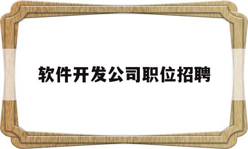 软件开发公司职位招聘(软件开发公司职位招聘信息)