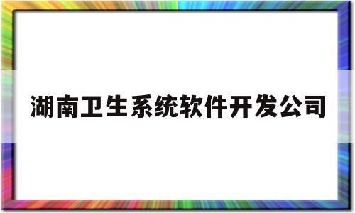 关于湖南卫生系统软件开发公司的信息