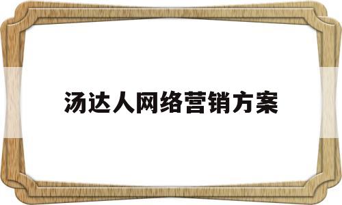 汤达人网络营销方案(汤达人网络营销方案设计)