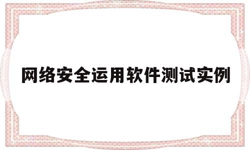 网络安全运用软件测试实例(网络安全测试方法)