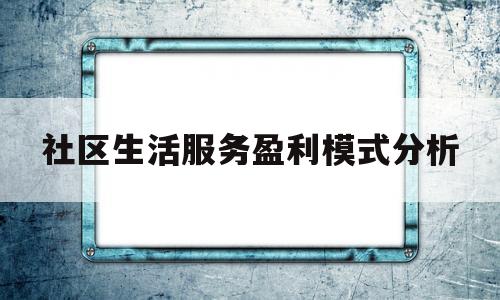 社区生活服务盈利模式分析(社区生活服务业)