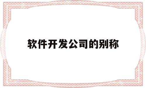 软件开发公司的别称(软件开发公司属于什么行业)
