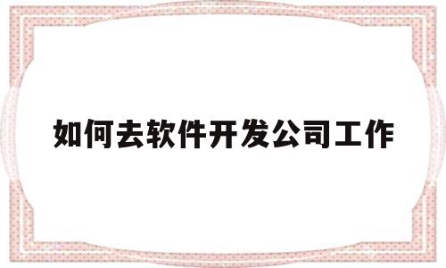 如何去软件开发公司工作(软件开发公司怎么去找客户)
