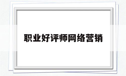 职业好评师网络营销(网络好评方案)
