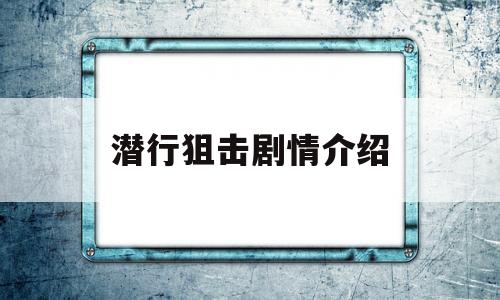 潜行狙击剧情介绍(潜行狙击剧情介绍详细)