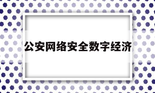 公安网络安全数字经济(公安网络数据安全)
