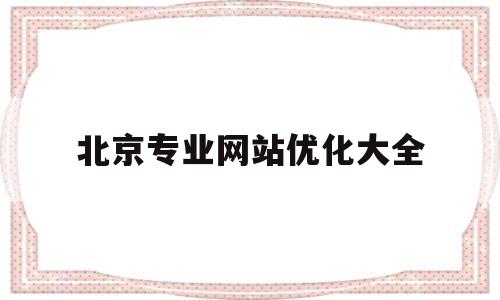 北京专业网站优化大全(北京网站优化技术)
