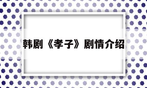 韩剧《孝子》剧情介绍(孝子电视剧剧情简介)