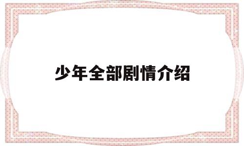 少年全部剧情介绍(少年全部剧情介绍大全)