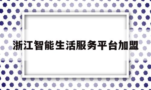 浙江智能生活服务平台加盟(浙江智能科技)