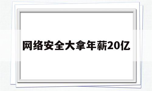 网络安全大拿年薪20亿(网络安全薪水)