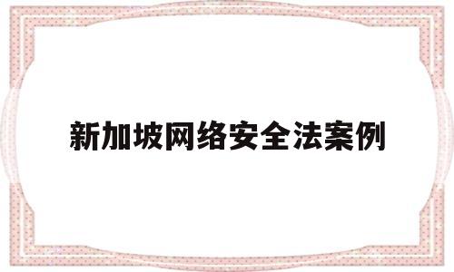新加坡网络安全法案例(新加坡pr成功案例)