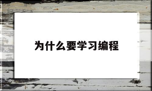 为什么要学习编程(编程什么时候学最好)